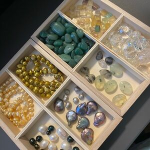 Assortment of Freshwater Pearls Baroque Pearls and Natural Stone Beads